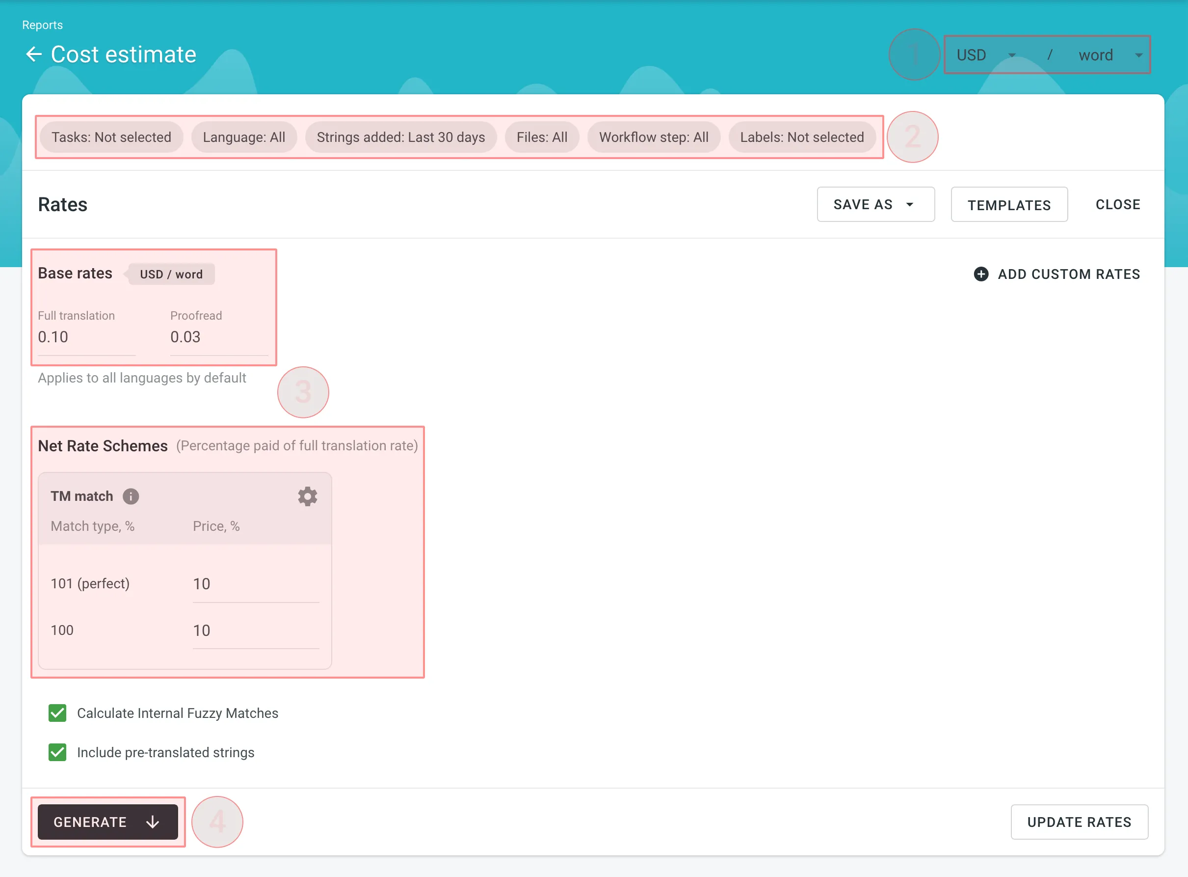 Generating Cost Estimate