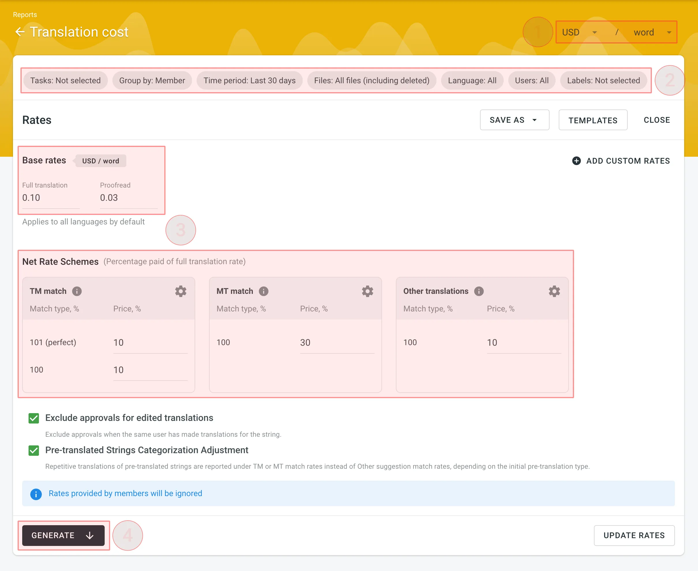 Generating Translation Cost